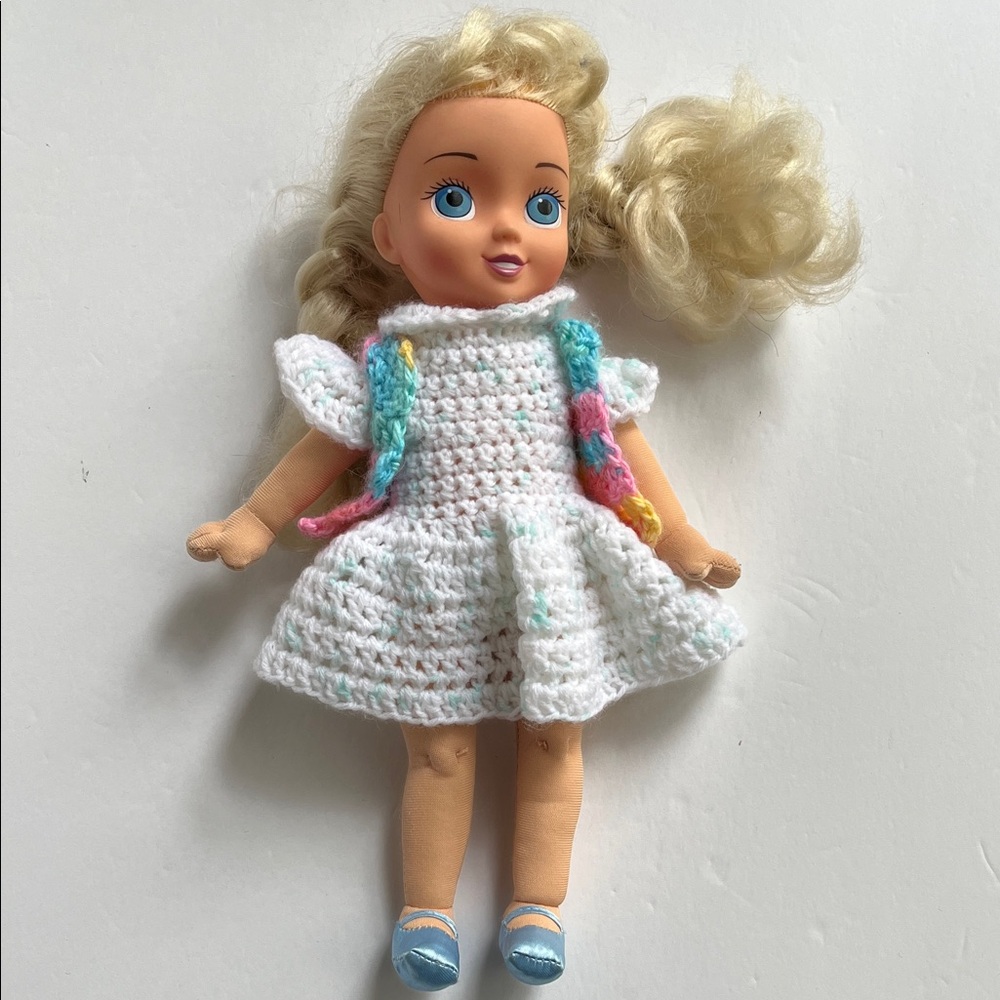 Disney Doll with Handmade Dress and Vest OOAK Crochet Soft Plush Doll